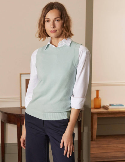 Cashmere Knitted Tank Top-Mint Blue-1