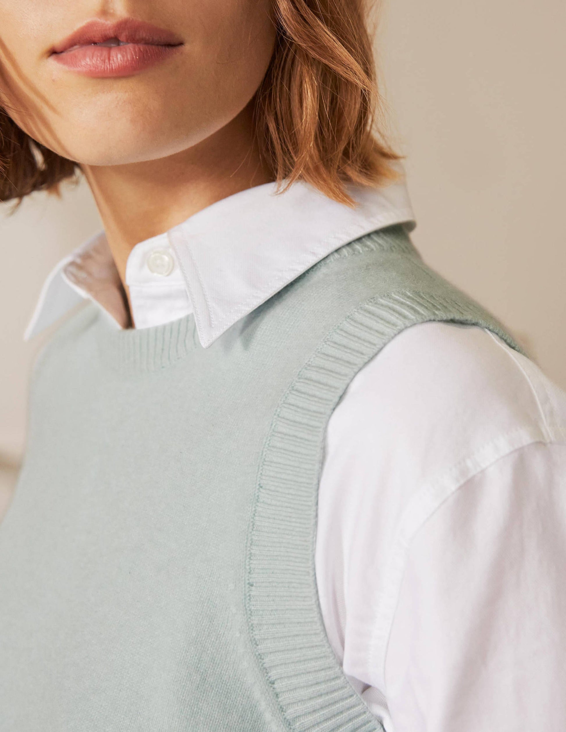 Cashmere Knitted Tank Top-Mint Blue-2