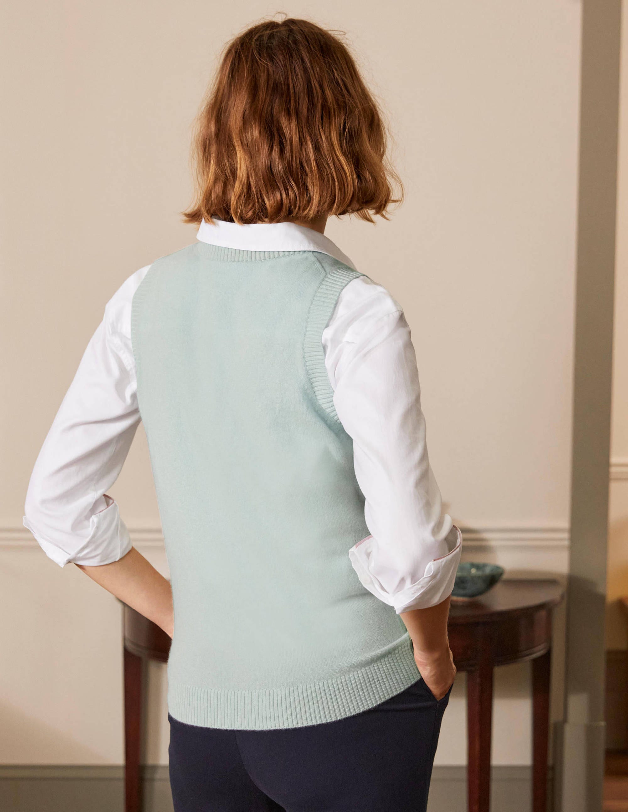 Cashmere Knitted Tank Top-Mint Blue - Image 3