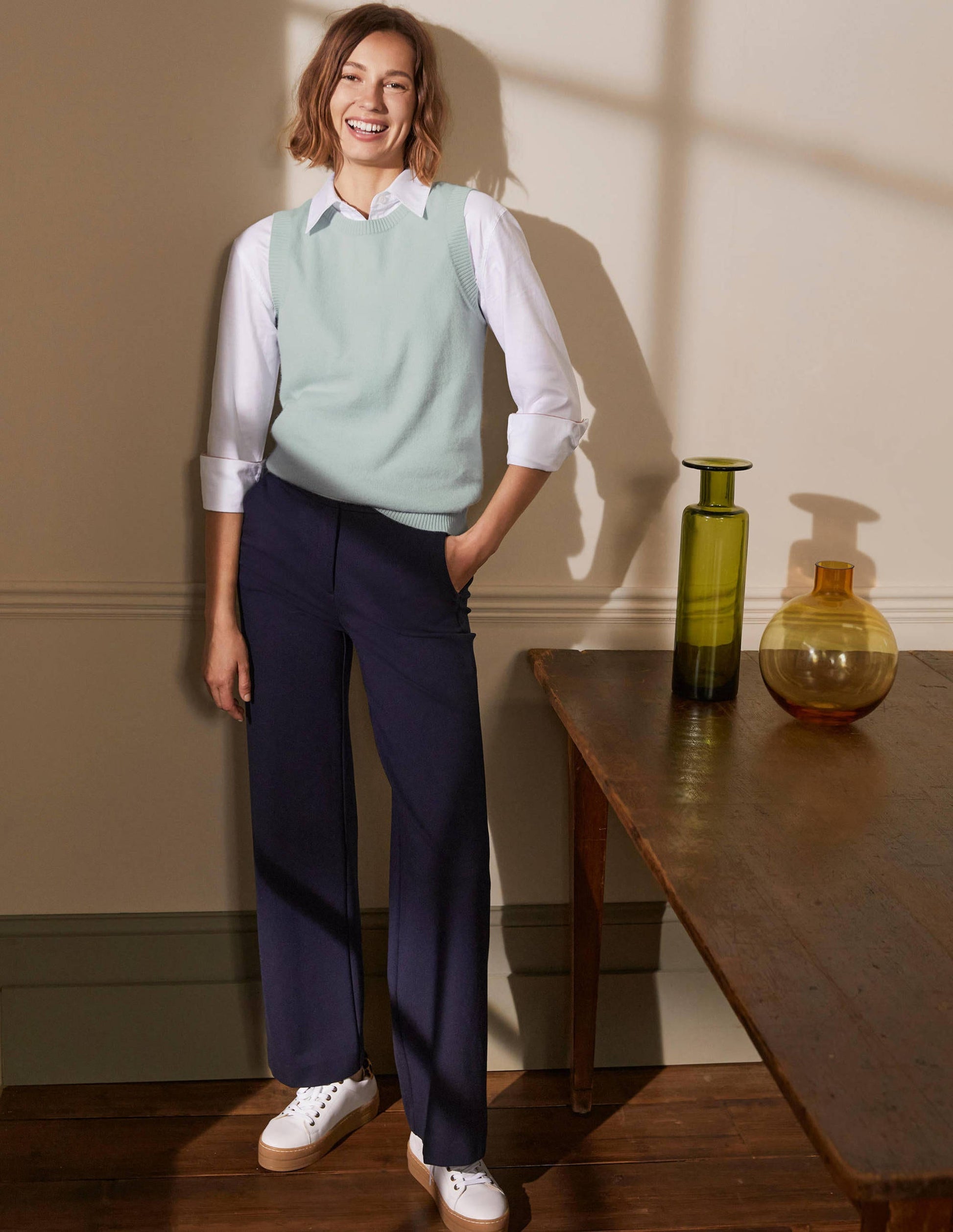 Cashmere Knitted Tank Top-Mint Blue-4