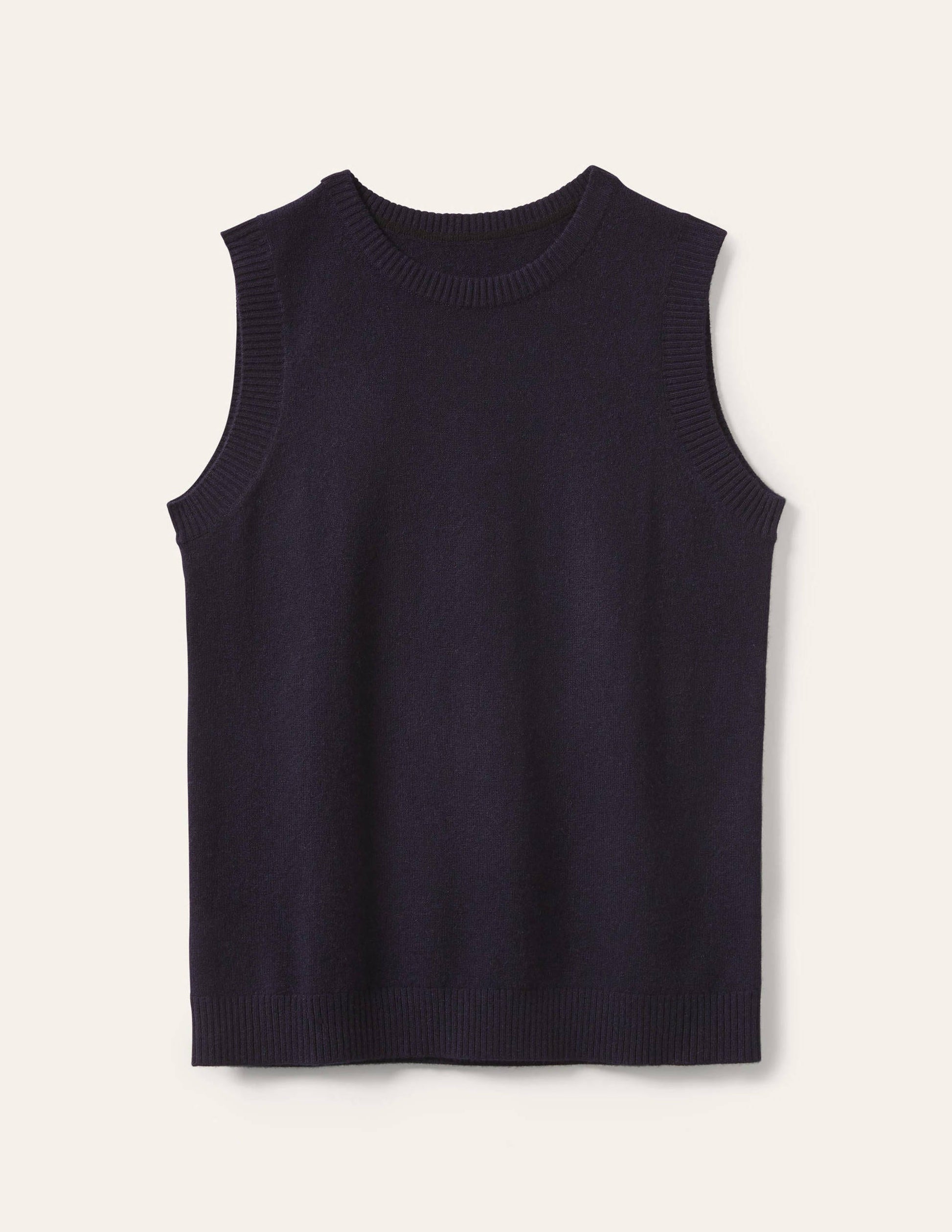 Cashmere Knitted Tank Top-Navy-6