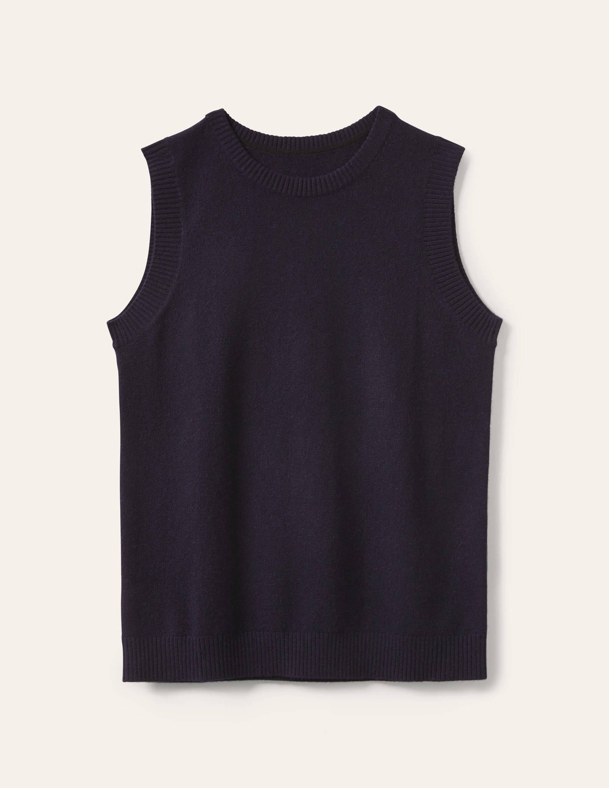 Cashmere Knitted Tank Top-Navy - Image 6