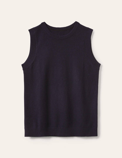 Cashmere Knitted Tank Top-Navy-6