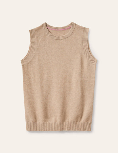 Cashmere Knitted Tank Top-Chinchilla Melange-5