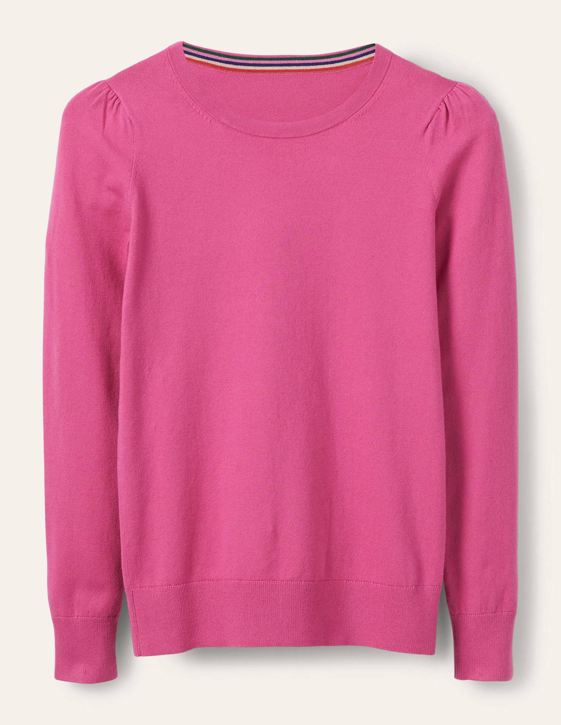 Cotton Crew Neck Jumper-Candy Pink-5