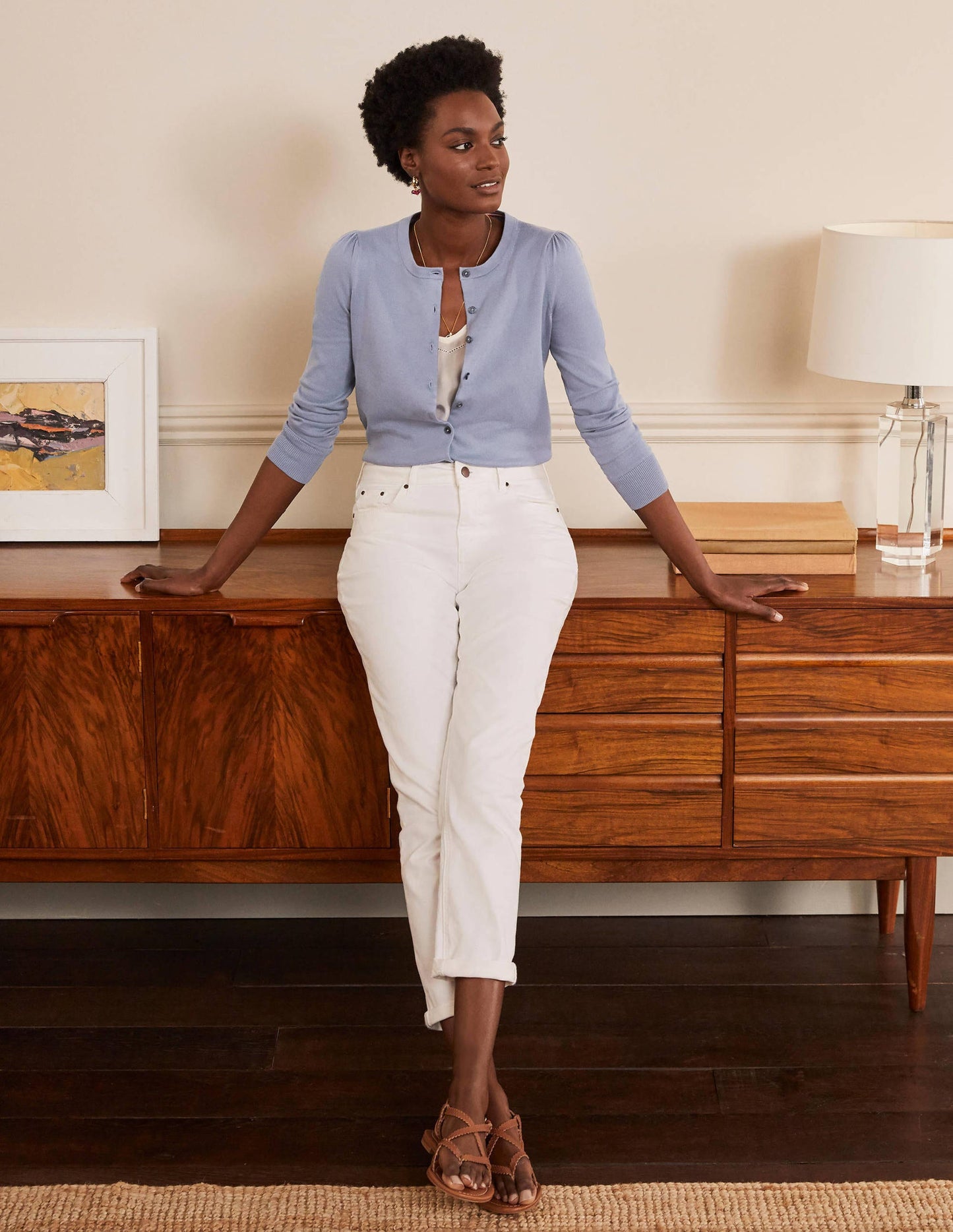 Cotton Crew Neck Cardigan-River