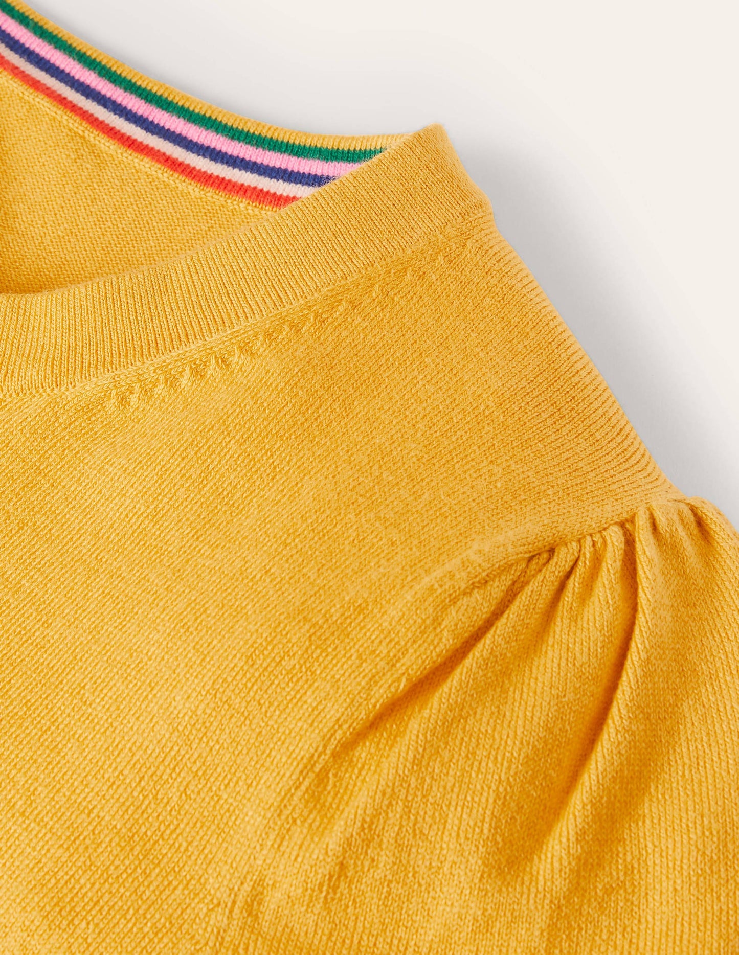 Cotton Crew Neck Cardigan-Honey Gold