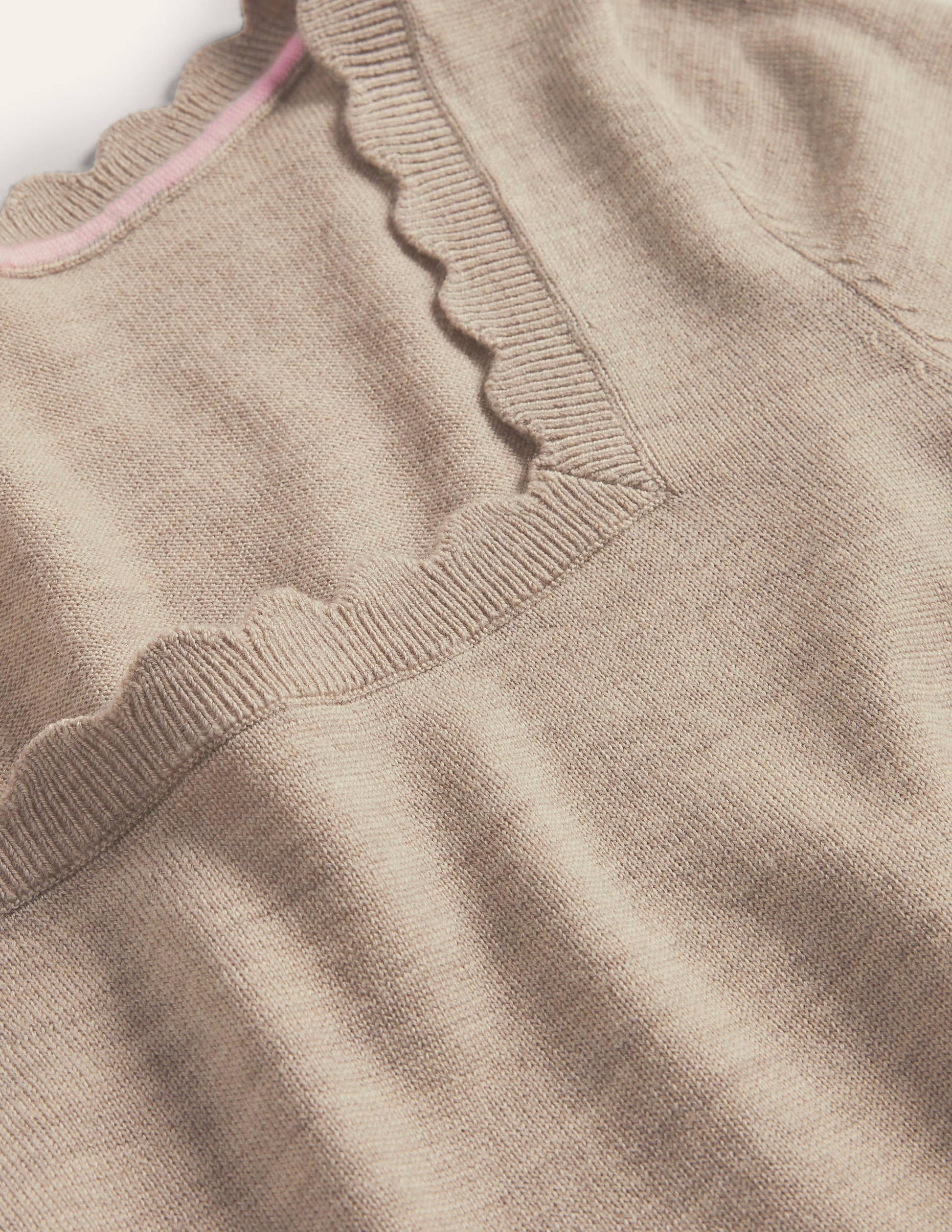 Merino Scallop Knitted Top-Mink Melange-6