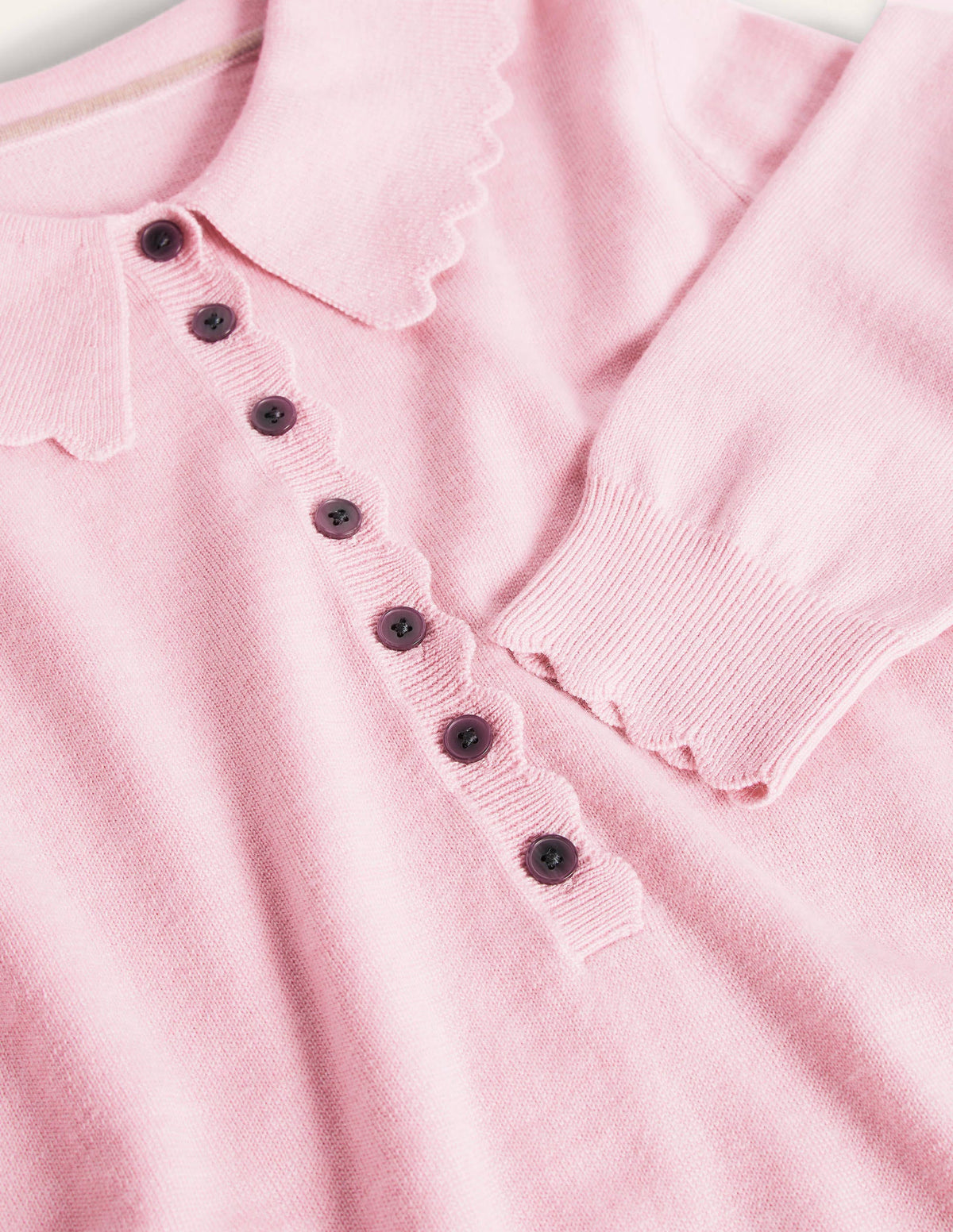 Merino Scallop Collar Jumper-Coconut Ice - Image 5