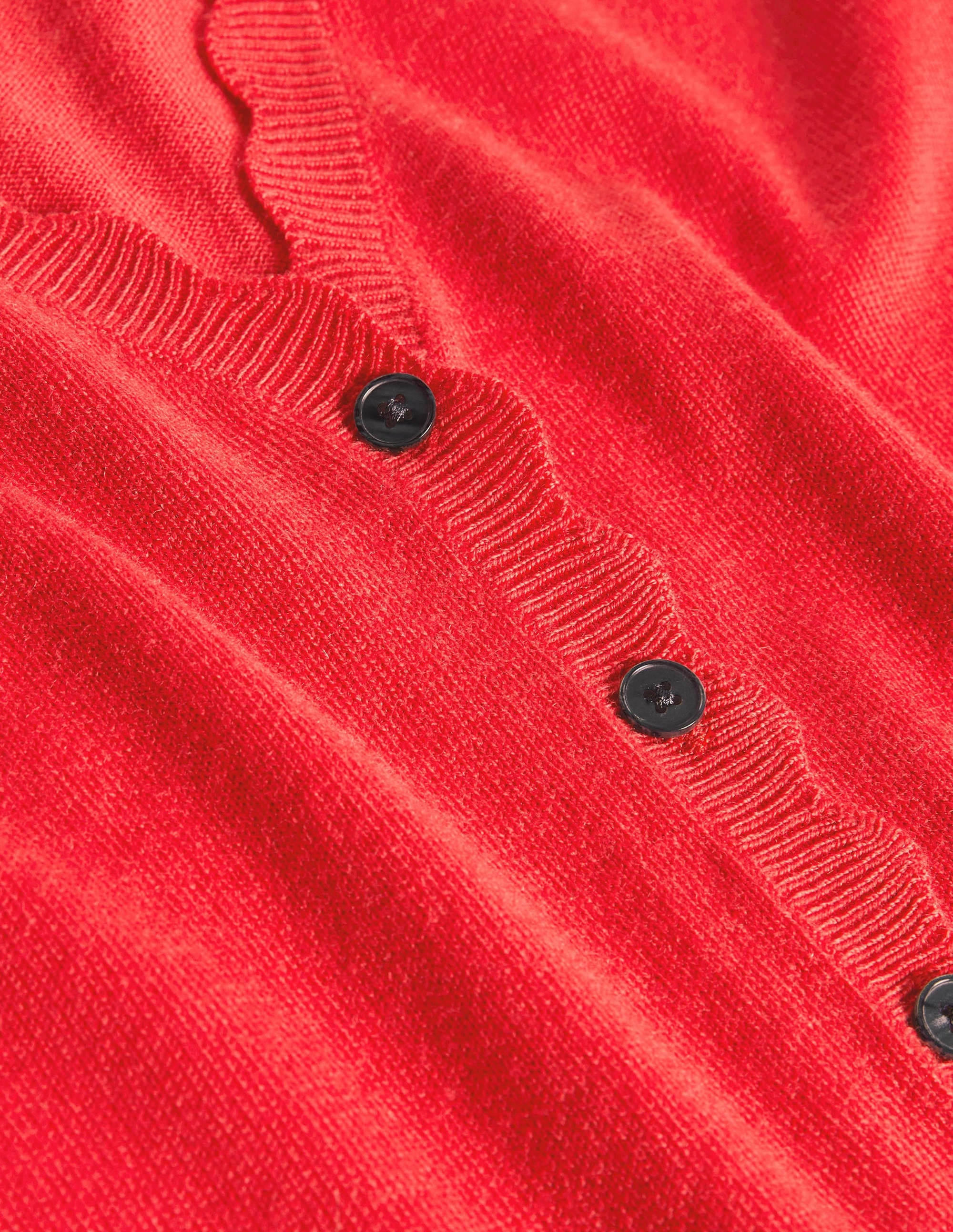 Merino Scallop Trim Cardigan-Cherry Red - Image 6