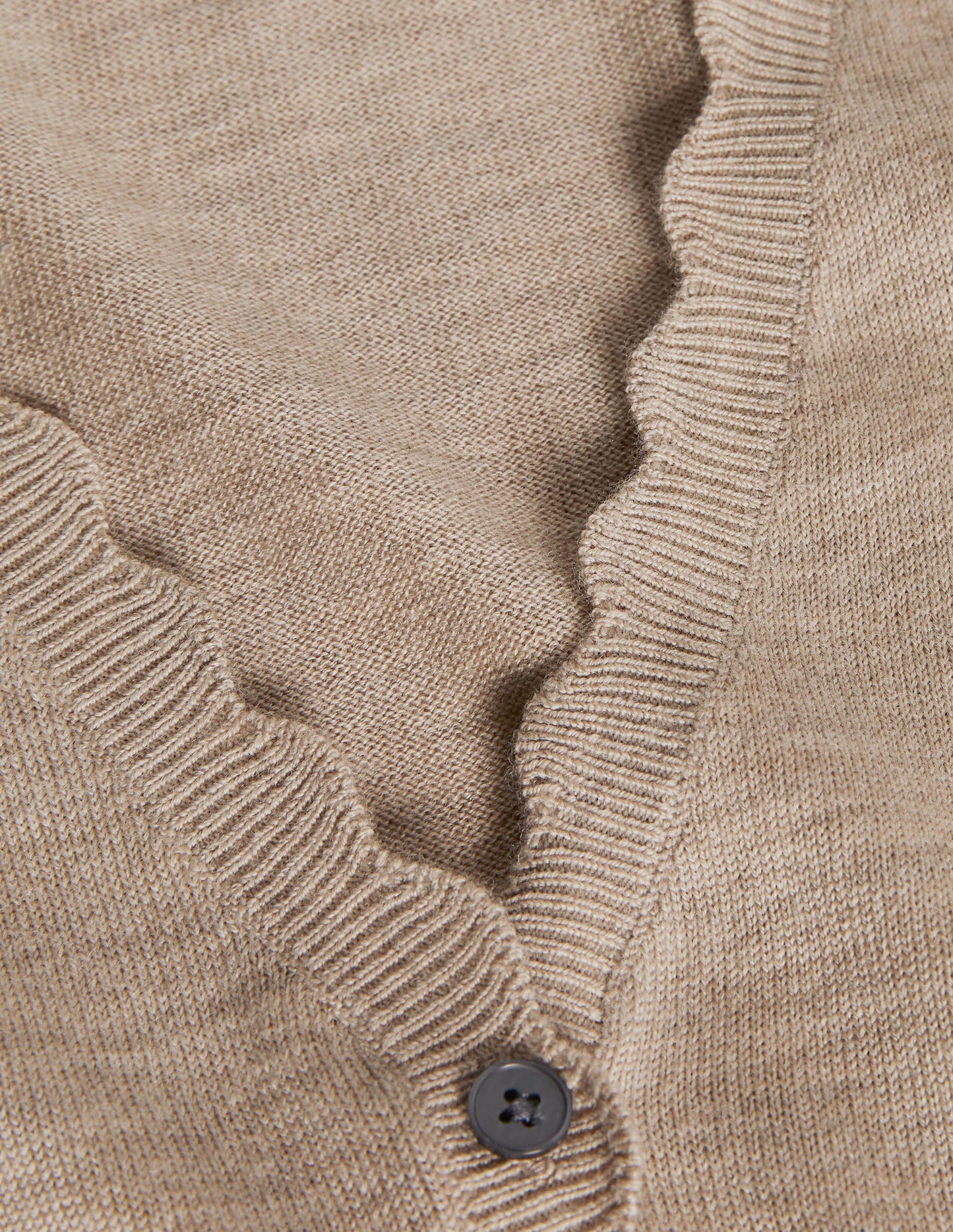 Merino Scallop Trim Cardigan-Mink Melange