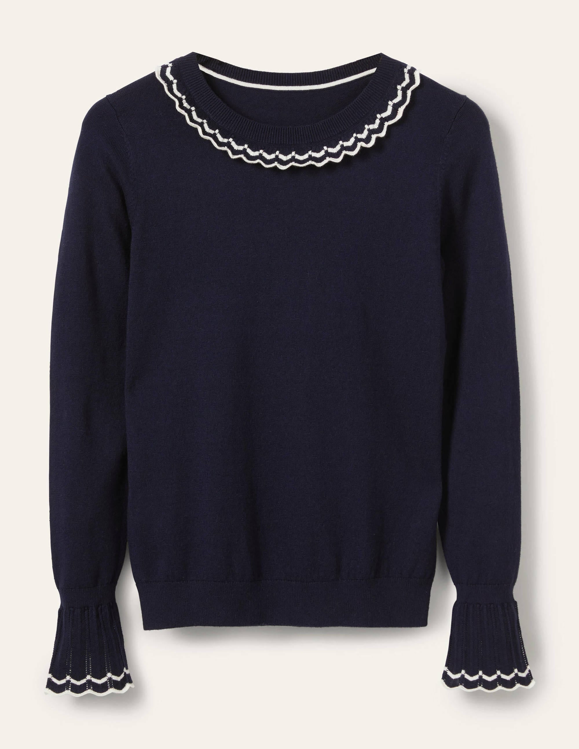 Aimee Pointelle Jumper-Navy - Image 5