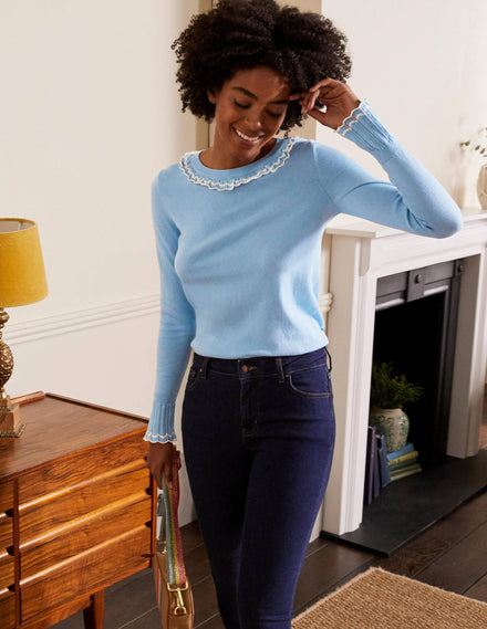 Aimee Pointelle Jumper-Frosted Blue