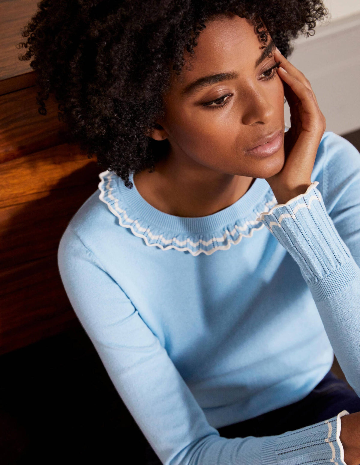 Aimee Pointelle Jumper-Frosted Blue - Image 2