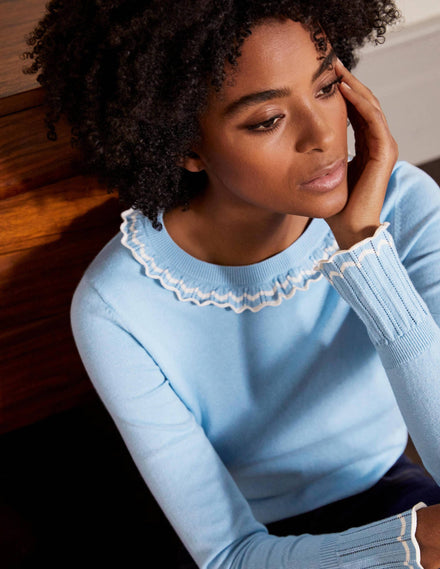 Aimee Pointelle Jumper-Frosted Blue