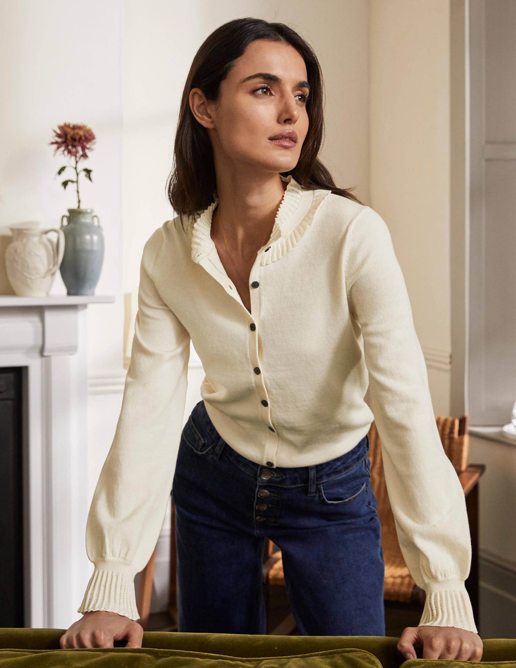 Frederica Pointelle Cardigan-Ivory - Image 1