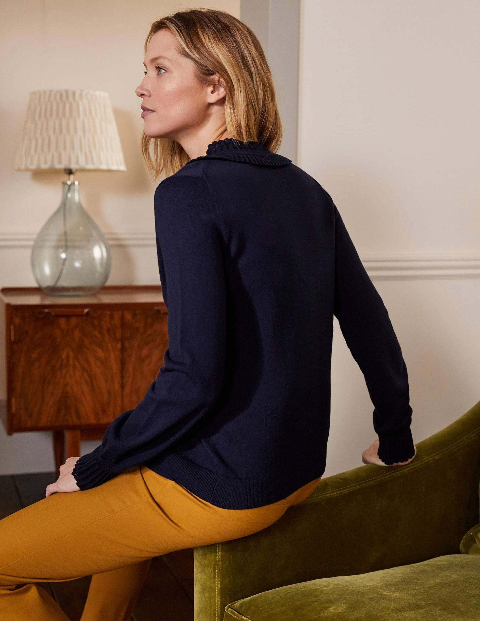 Frederica Pointelle Cardigan-Navy-3