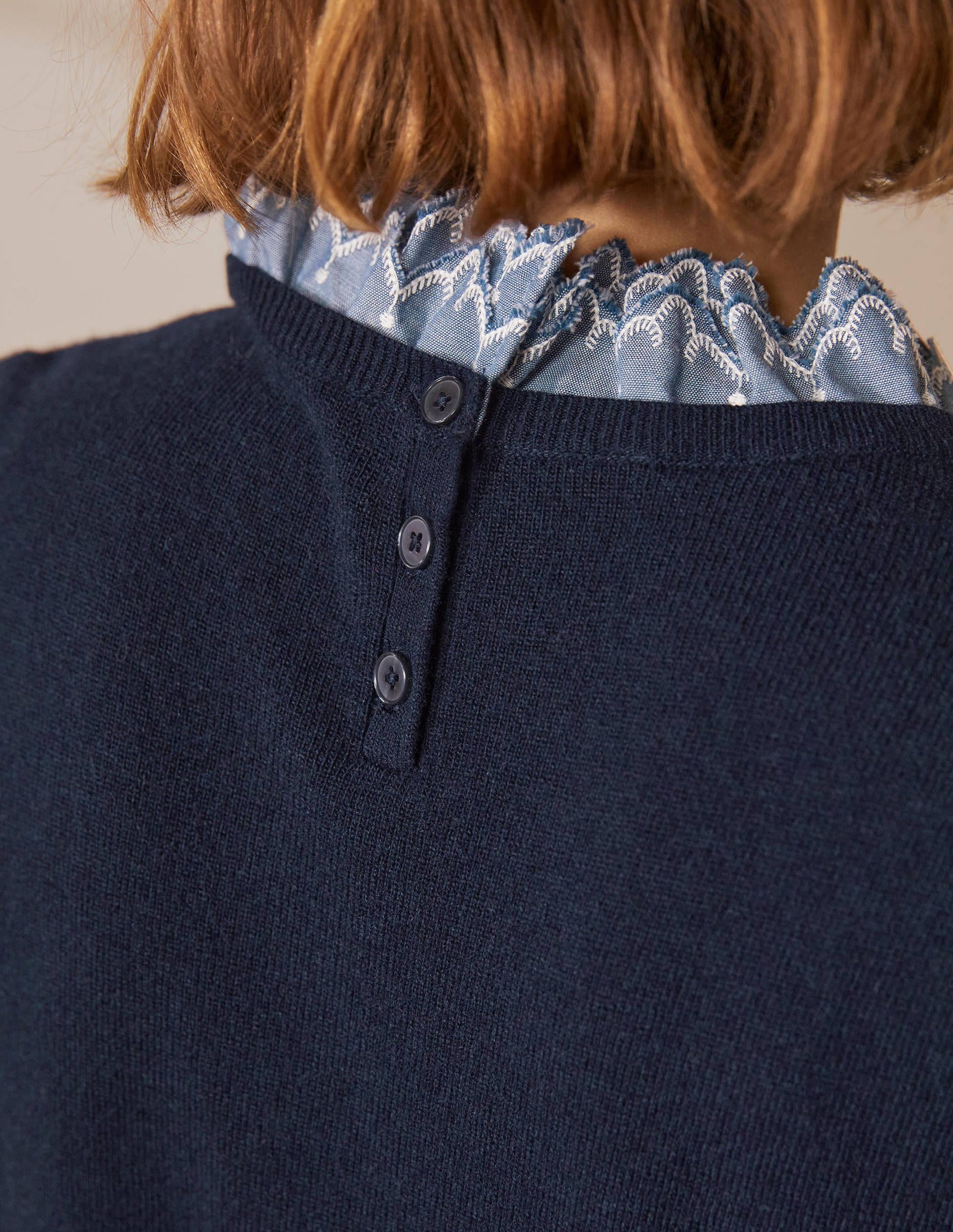 Lydia Woven Frill Jumper-Navy-2