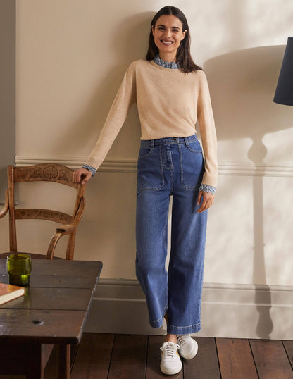 Lydia Woven Frill Jumper-Oatmeal Melange-4