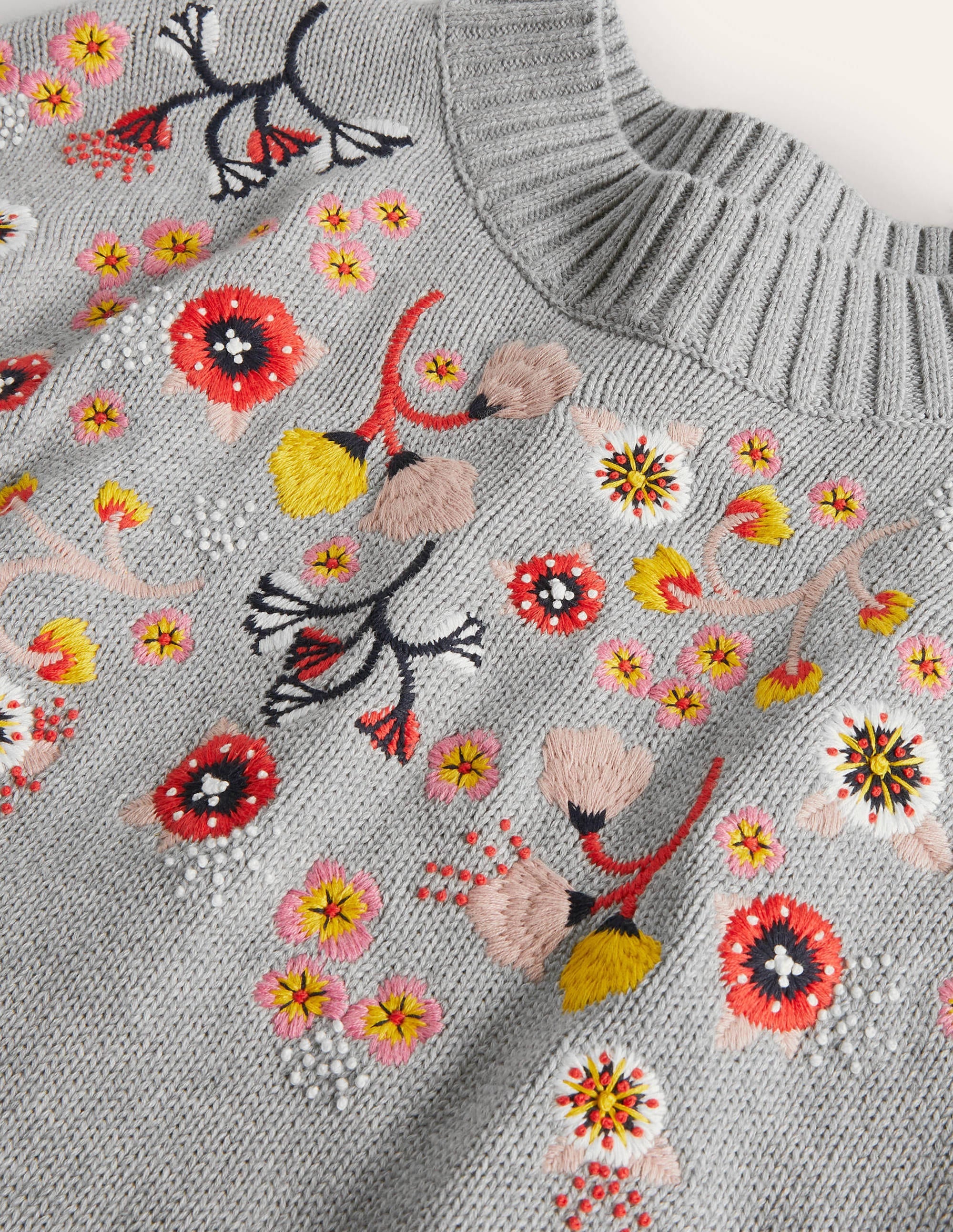 Embroidered Relaxed Jumper-Silver Melange - Image 6