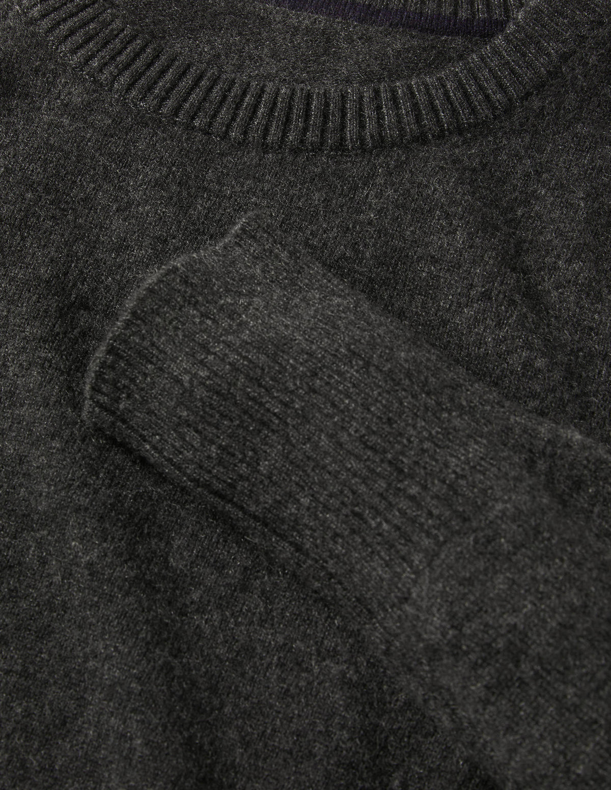 Cashmere Crew Neck Jumper-Charcoal Melange - Image 6