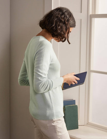 Cashmere Crew Neck Jumper-Mint Blue-3