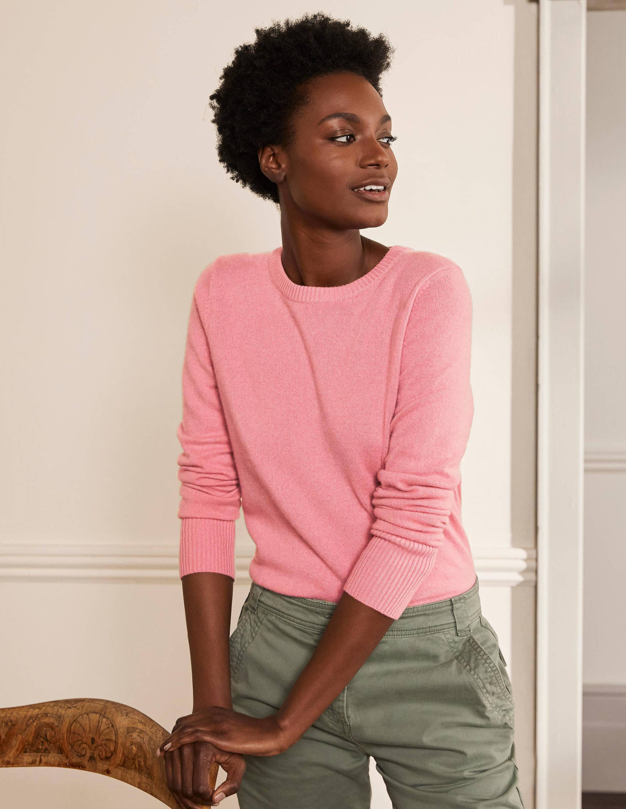 Cashmere Crew Neck Jumper-Formica Pink - Image 1