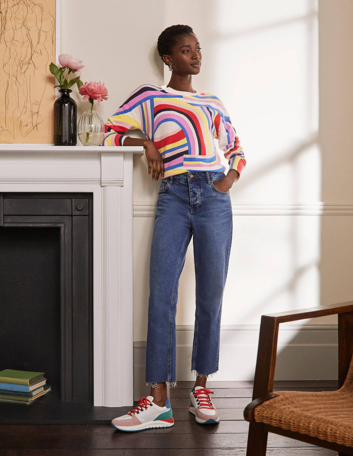 Margot Cashmere Jumper-Abstract Rainbow Stripe - Image 4