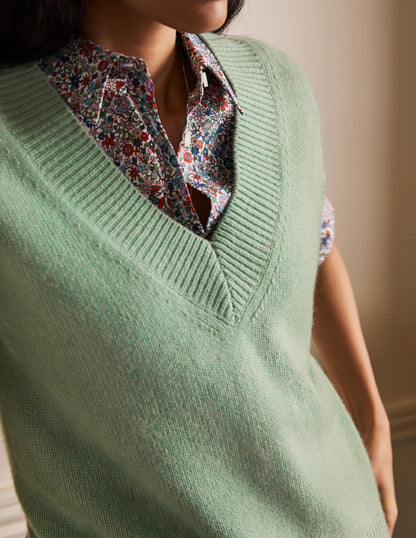 Cashmere Relaxed Tank Top-Peridot Green-2