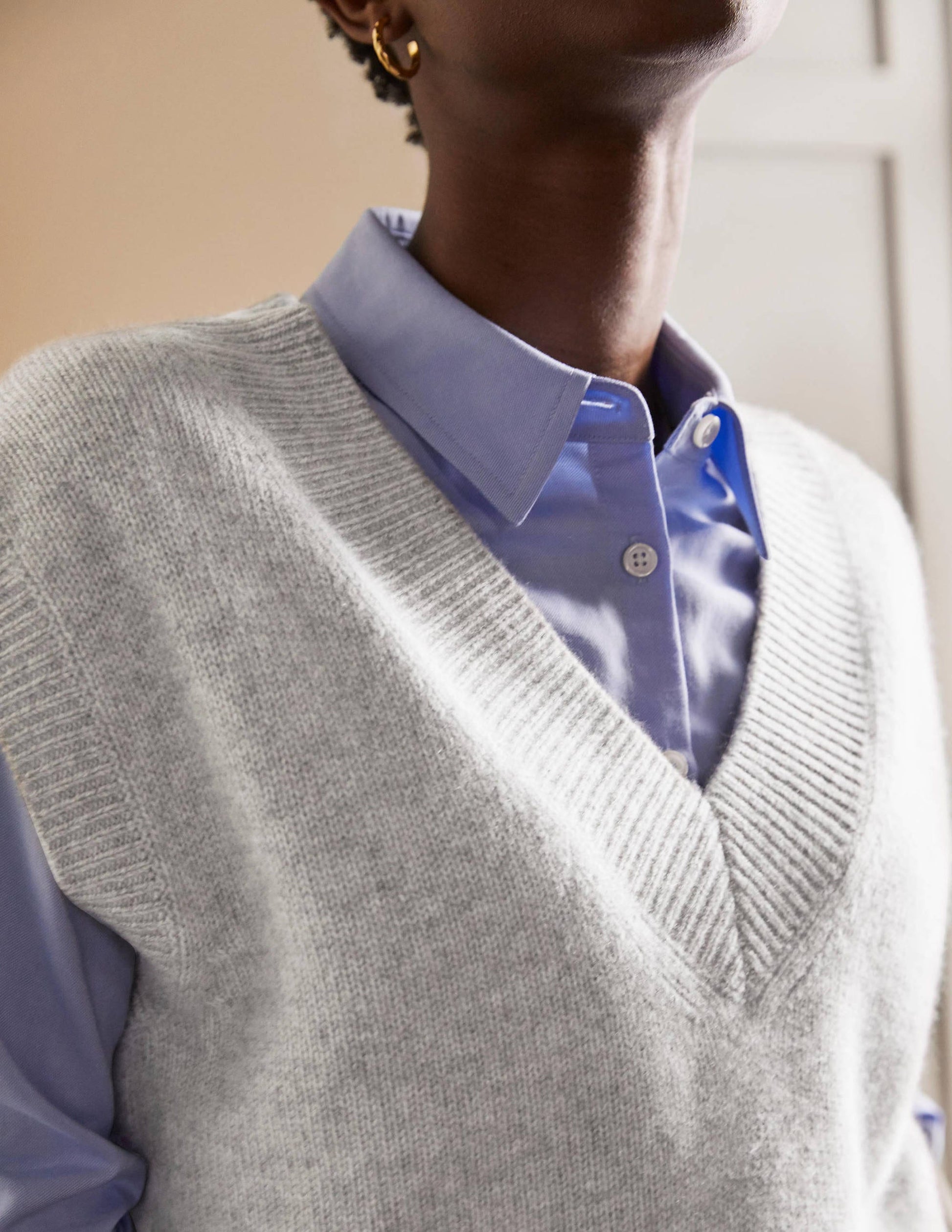 Cashmere Relaxed Tank Top-Grey Melange-2