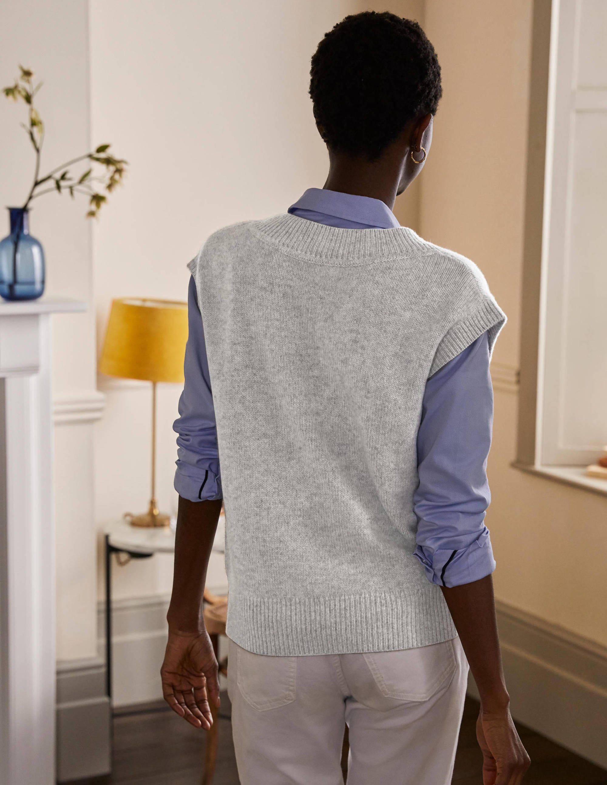 Cashmere Relaxed Tank Top-Grey Melange - Image 3