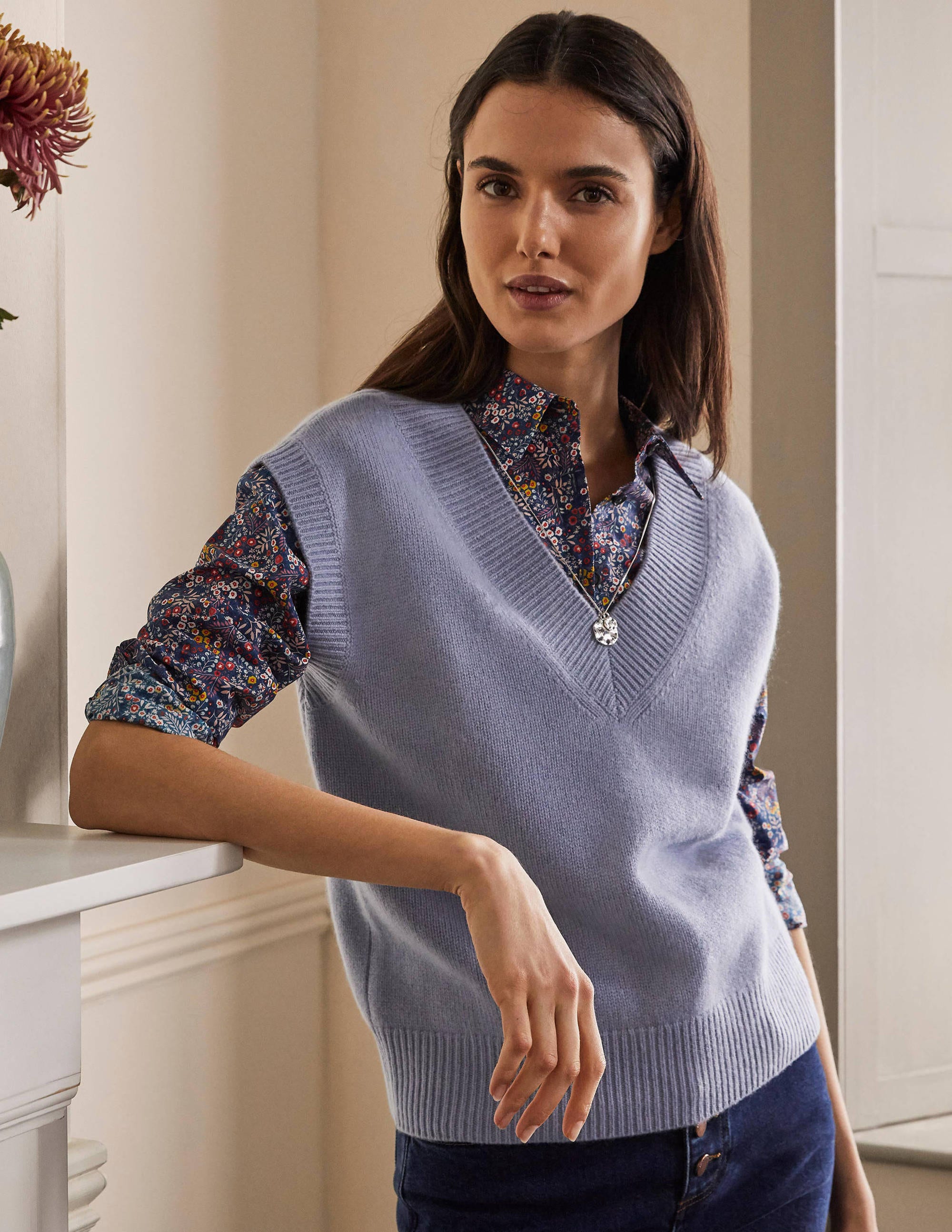 Cashmere Relaxed Tank Top-Lapis Light Blue - Image 1