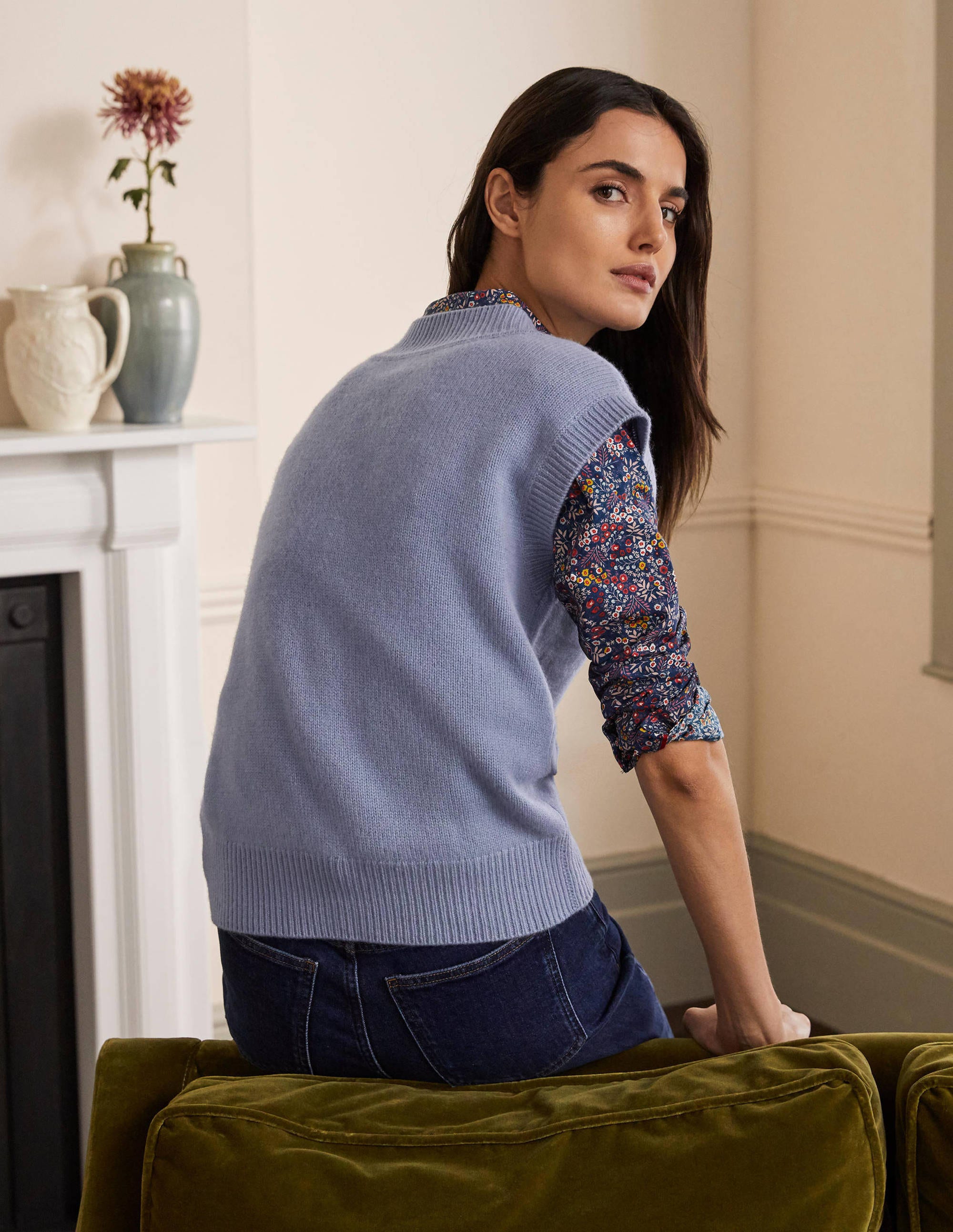 Cashmere Relaxed Tank Top-Lapis Light Blue - Image 3