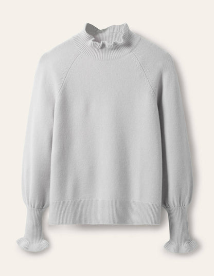 Cashmere Frill Neck Jumper-Skylight Blue-5