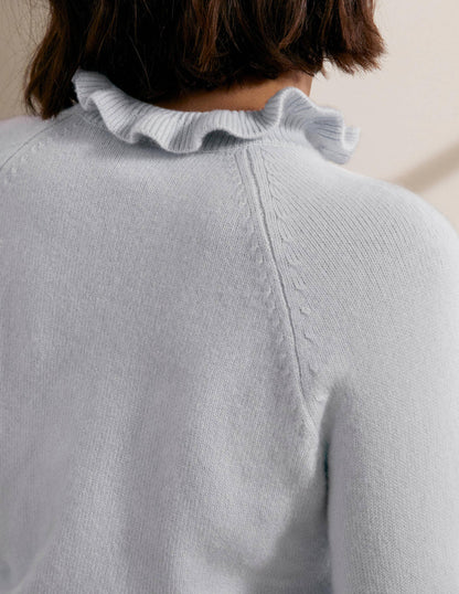 Cashmere Frill Neck Jumper-Skylight Blue-2