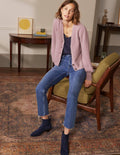 Cashmere Pleat Detail Cardigan-Violet Purple