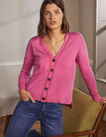 V-neck Relaxed Cardigan-Candy Pink