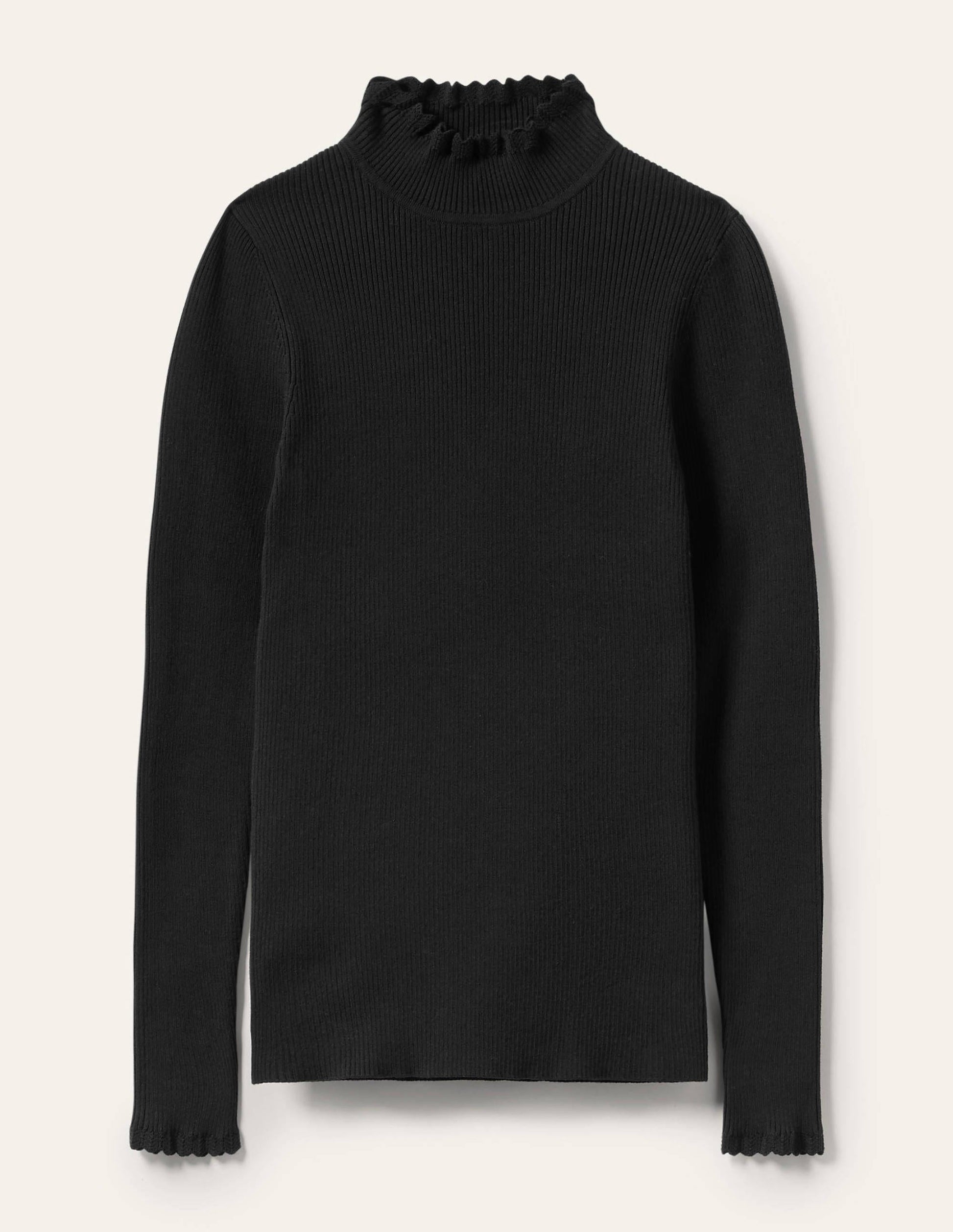 Scallop High Neck Jumper-Black-5