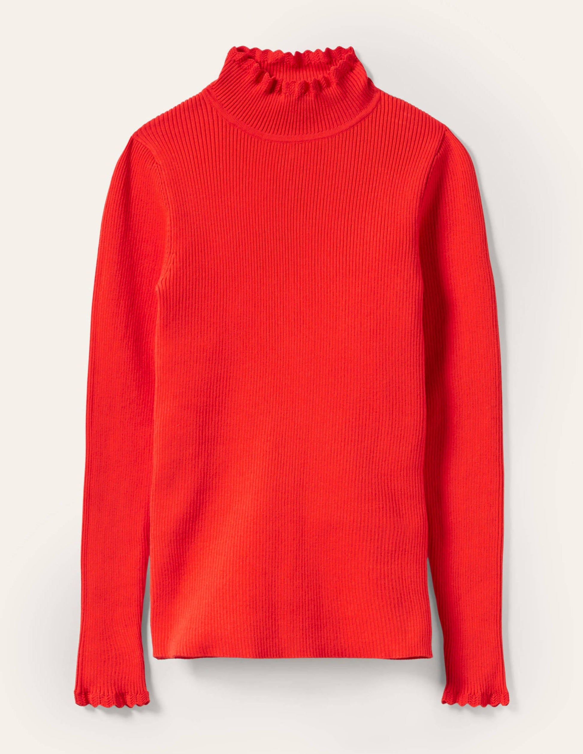 Scallop High Neck Jumper-Cherry Red-5