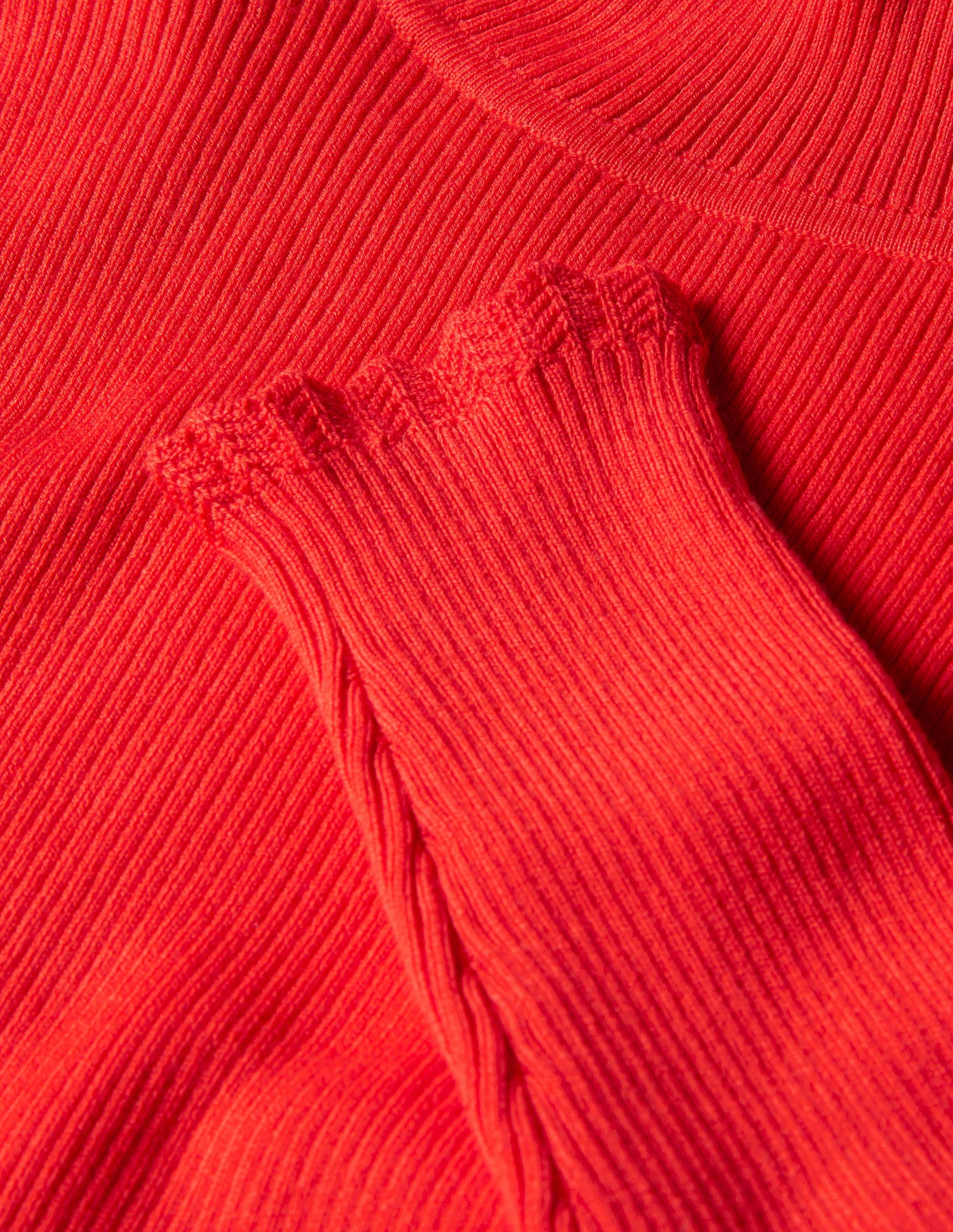 Scallop High Neck Jumper-Cherry Red-6