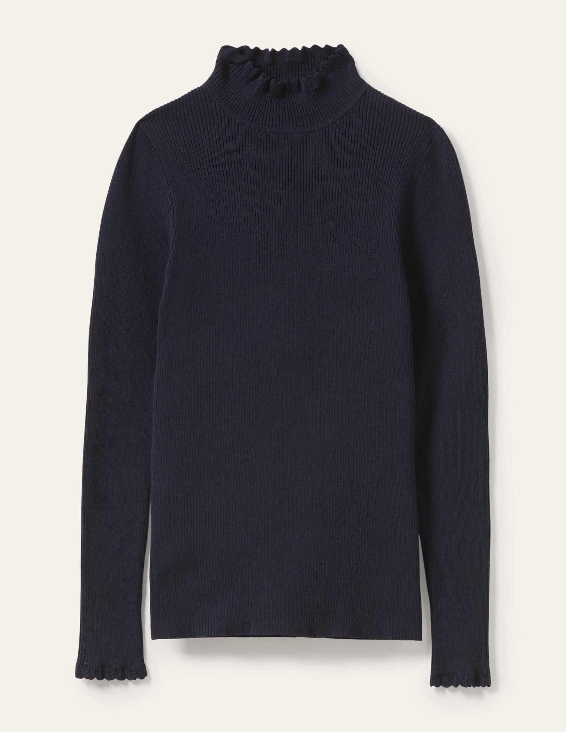 Scallop High Neck Jumper-Navy-5