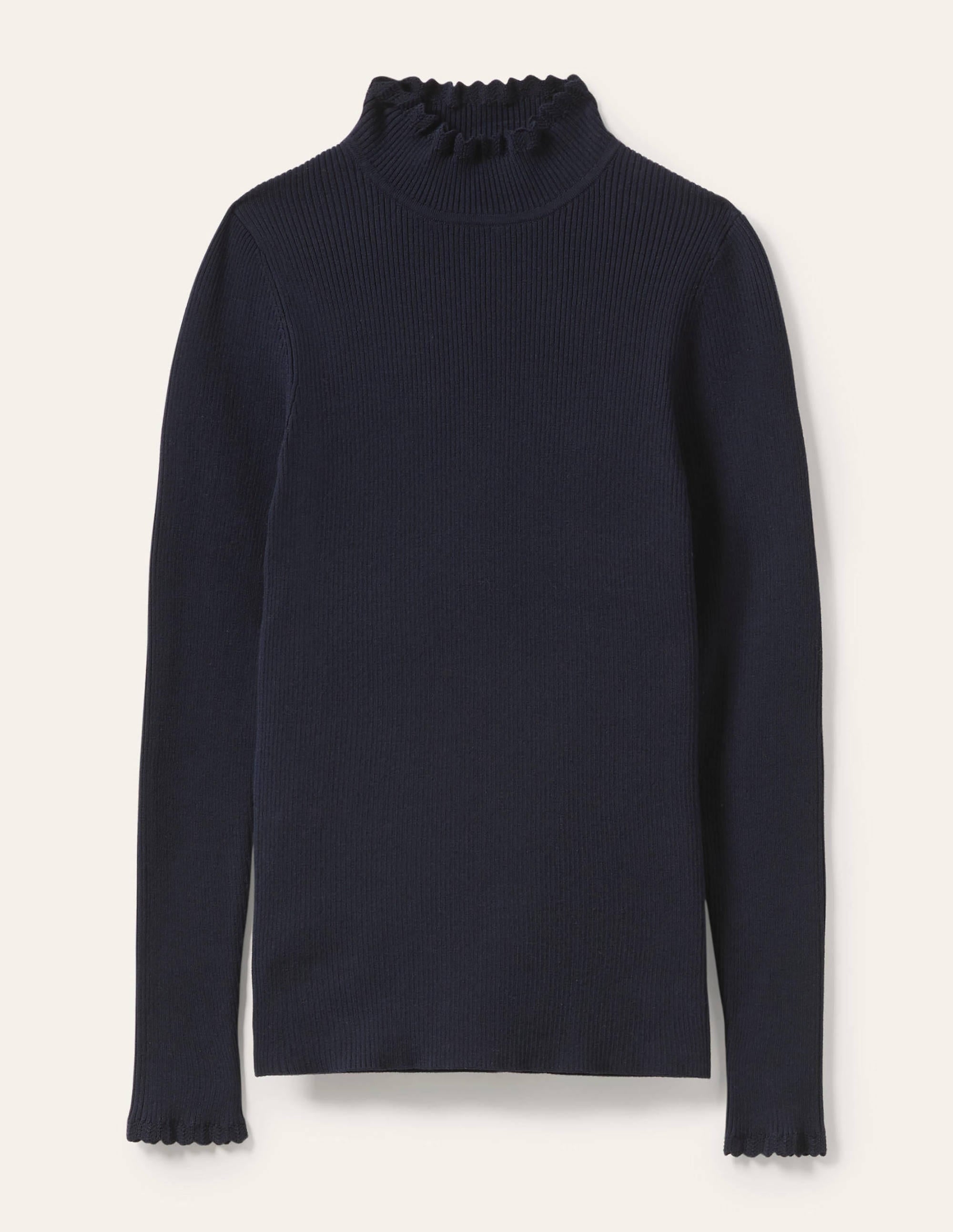 Scallop High Neck Jumper-Navy - Image 5