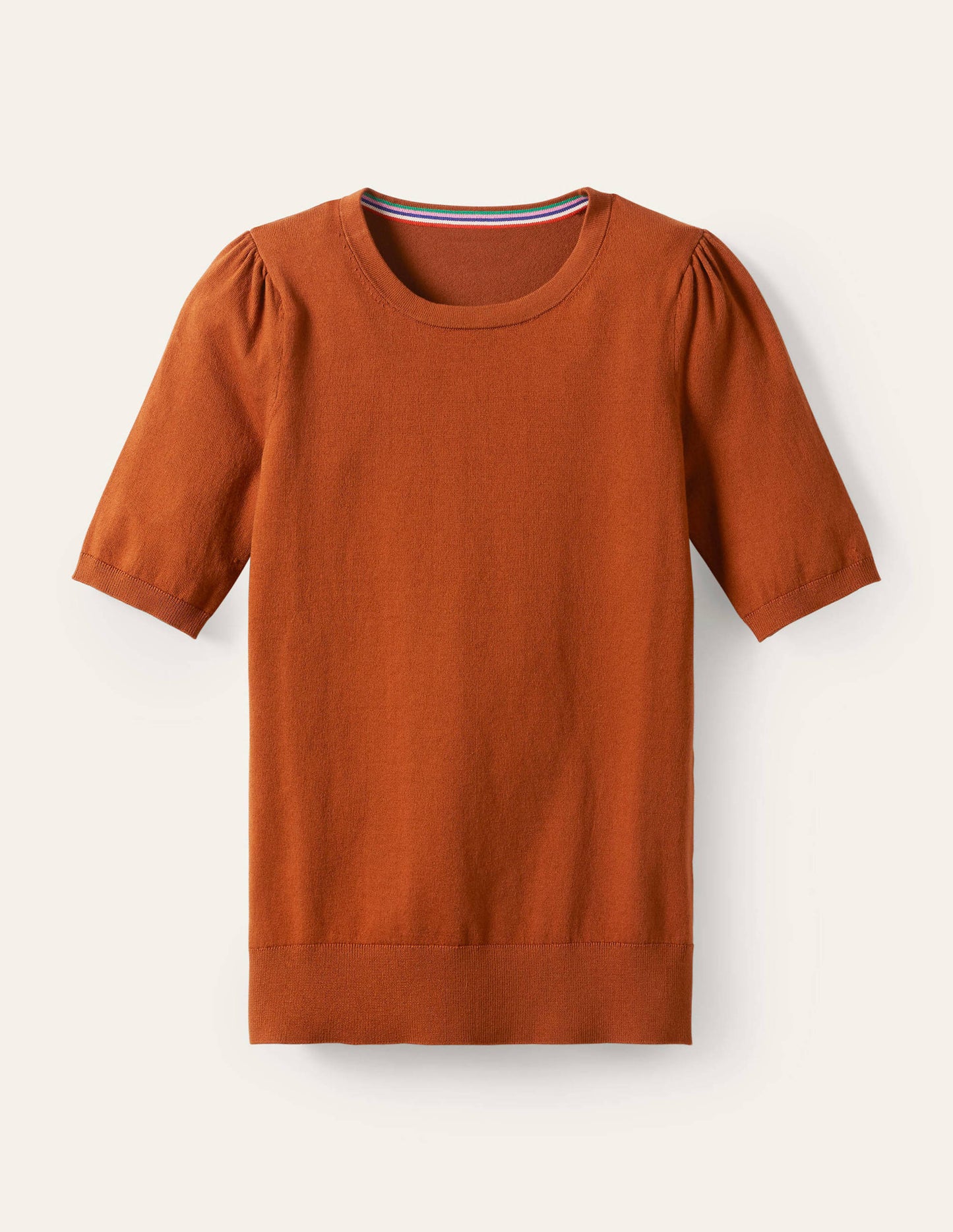 Cotton Crew Knitted Top-Rust