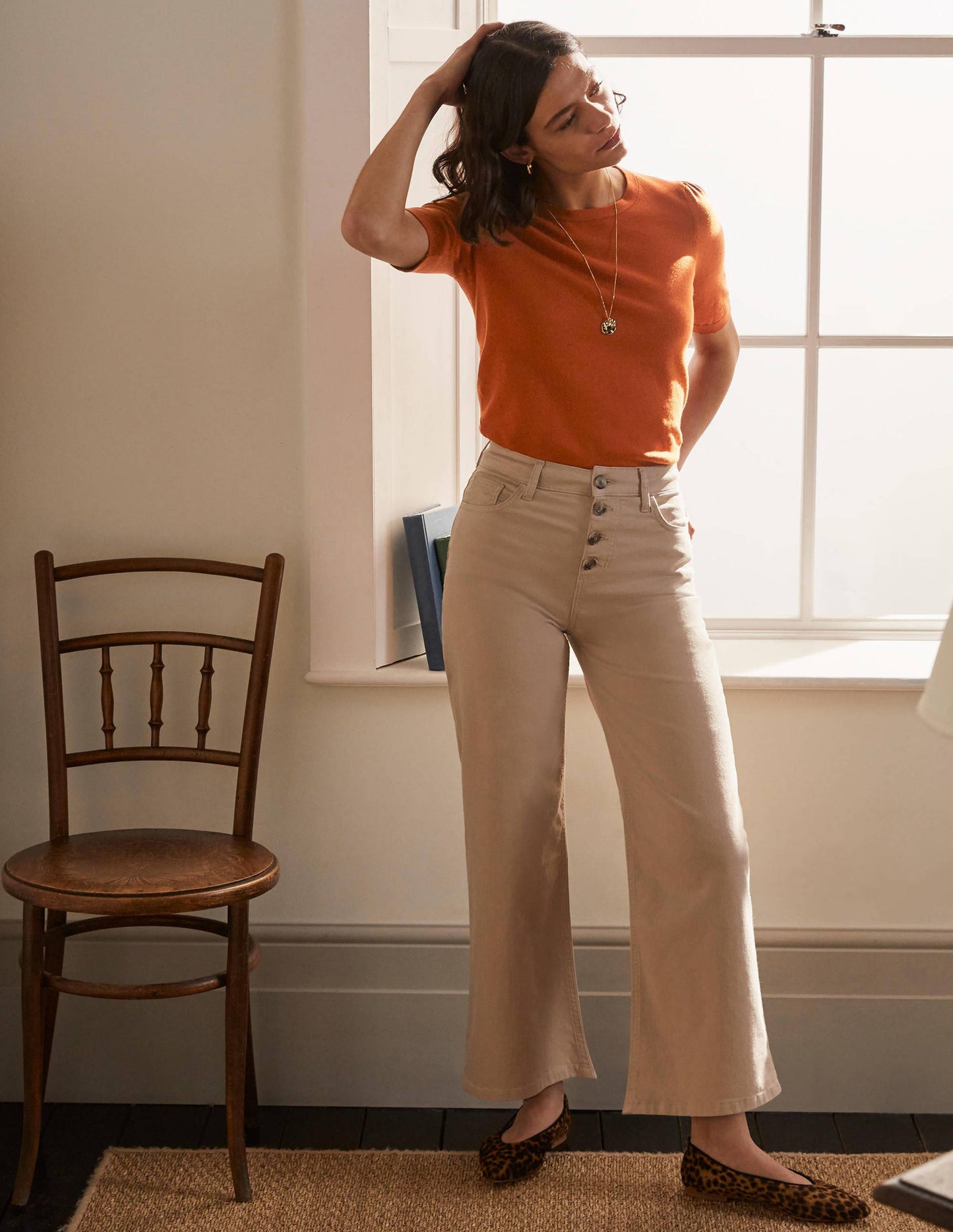 Cotton Crew Knitted Top-Rust