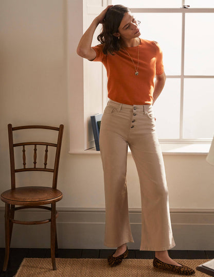 Cotton Crew Knitted Top-Rust-1