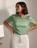 Cotton Crew Knitted Top-Duck Egg