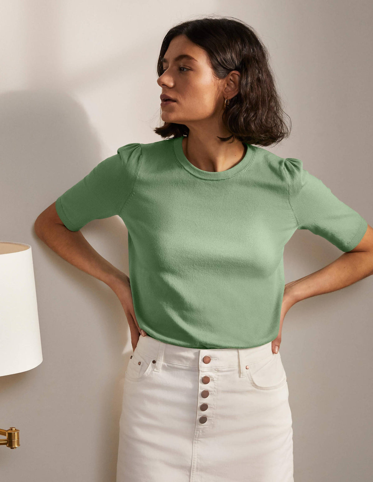Cotton Crew Knitted Top-Duck Egg - Image 1