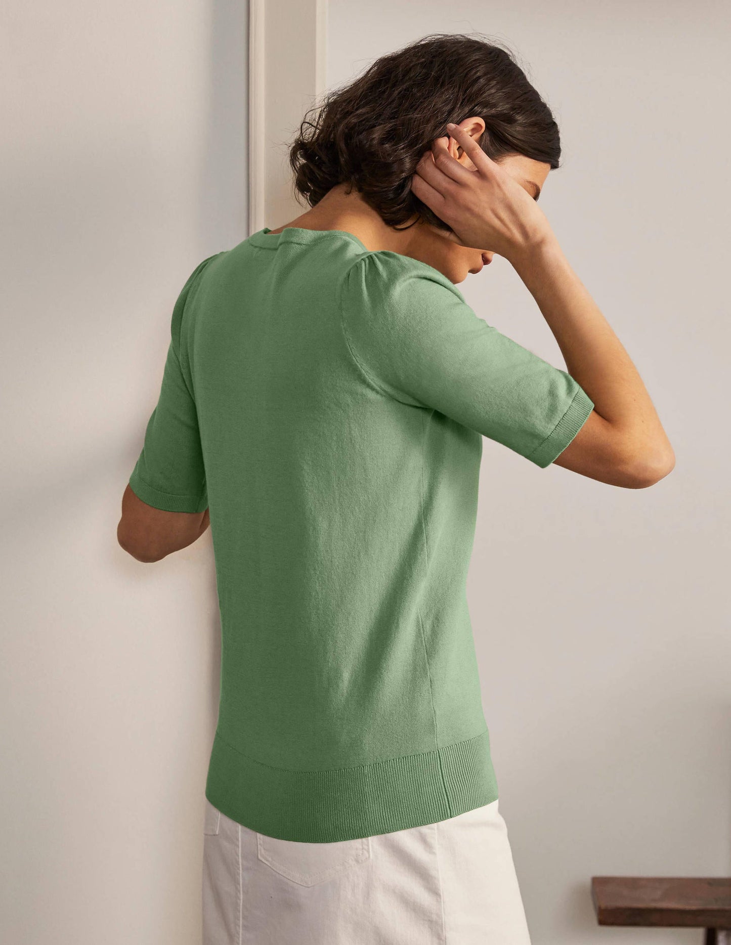 Cotton Crew Knitted Top-Duck Egg