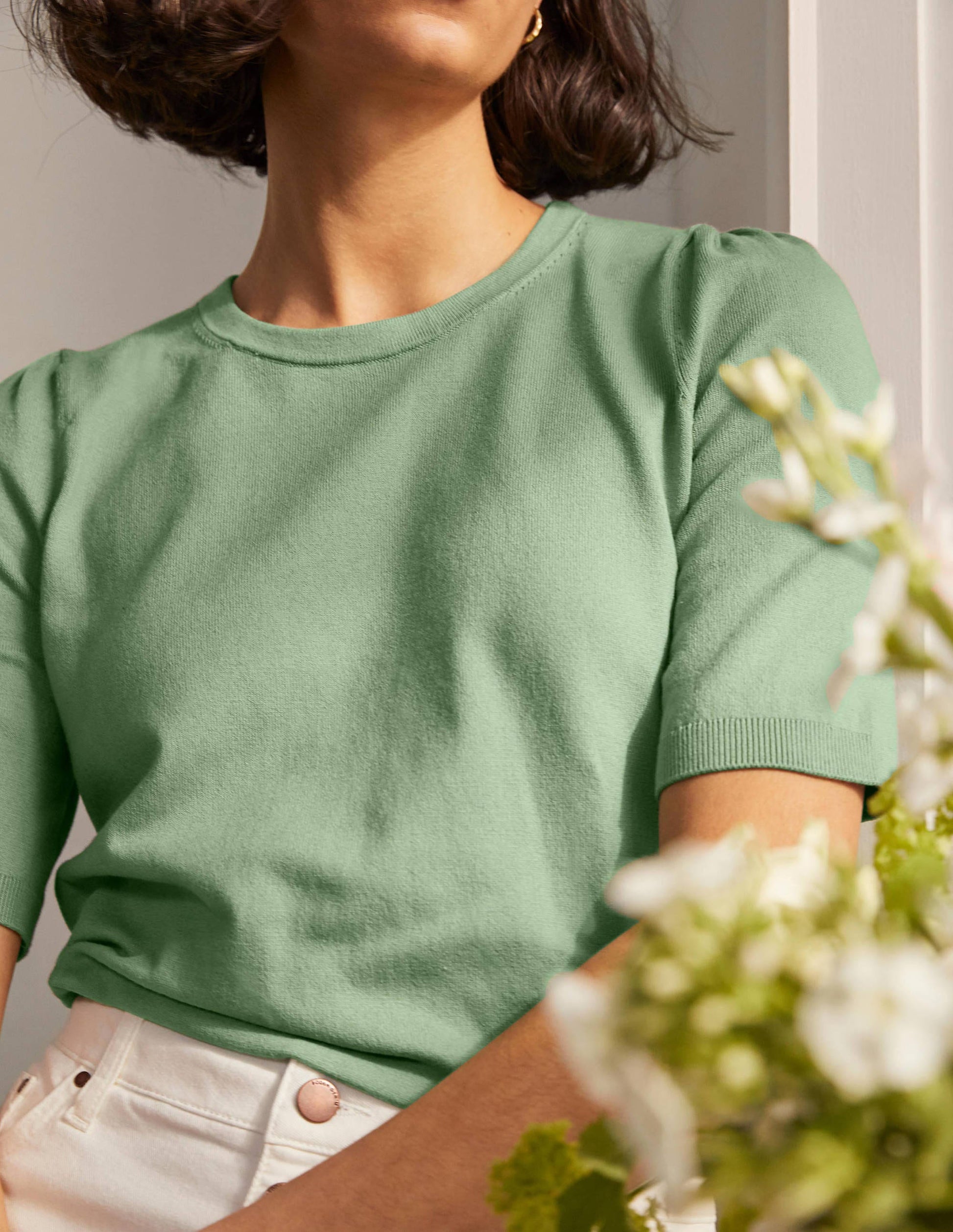 Cotton Crew Knitted Top-Duck Egg-4