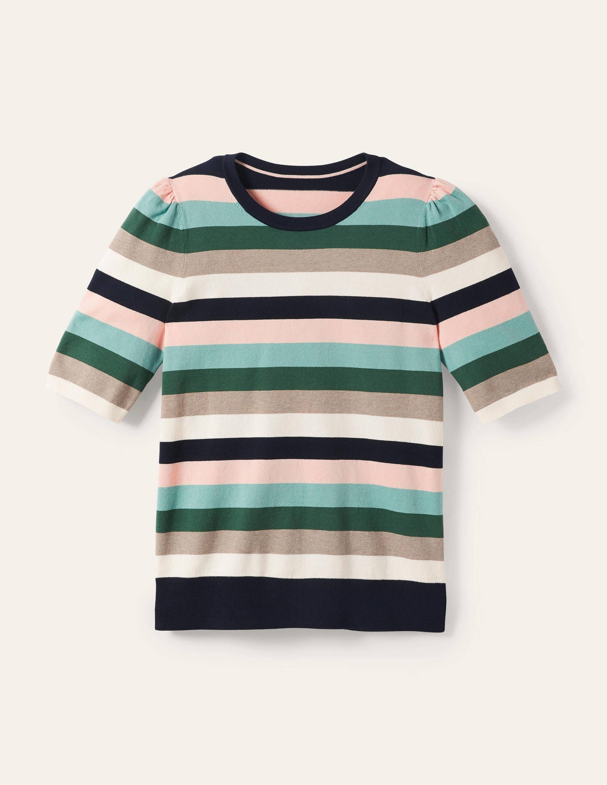 Cotton Crew Knitted Top-Palm Leaf, Multi Stripe-5